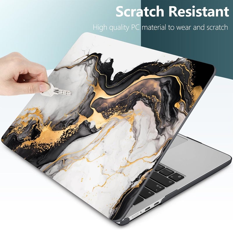 DONGKE Compatible with M4 MacBook Air 15 inch Case 2025 2024 2023 A3241 A3114 A2941 M3 M2 Liquid Retina Display Touch ID, Plastic Hard Case & Keyboard Skin & Screen Protector - Golden Marble - Image 3